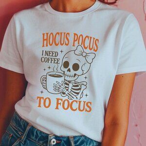 Cute Halloween Graphic Tee Whimsigoth Skeleton Funny Spooky T-Shirt